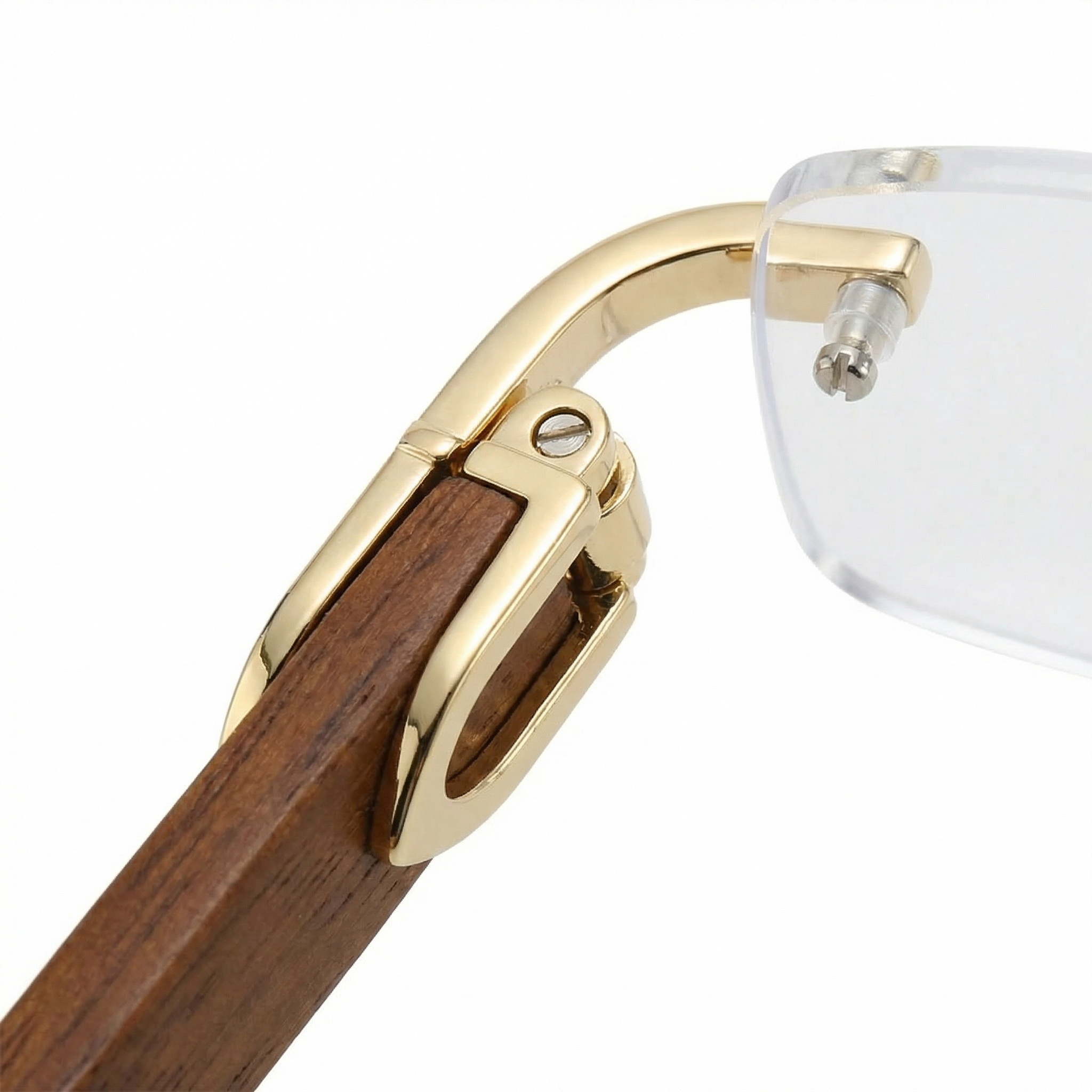 LENTES SIN MARCO TRANSPARENTES CON VARILLAS DE MADERA